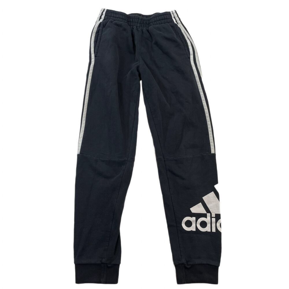 Adidas Boys 3-Stripe Big Logo Fleece Jogger Sweatpants Black L (14/16)